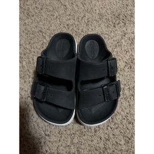 Skechers Sandals Sliders Boys Girls Kids Sz 11 Black White Beach Summer‎